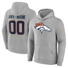 Denver Broncos Team Authentic Personalized Name & Number Hoodie - Gray Hoodies