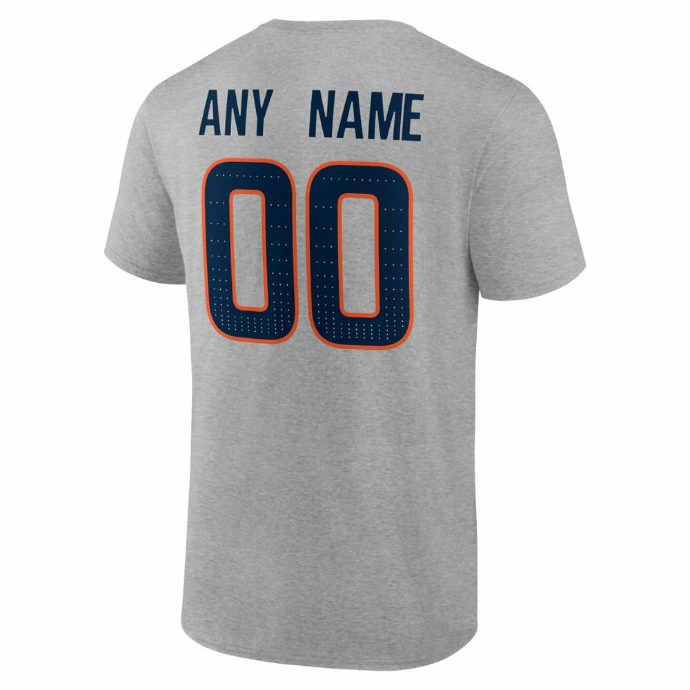 Denver Broncos Team Authentic Personalized Name & Number T-Shirt - Gray T-shirts