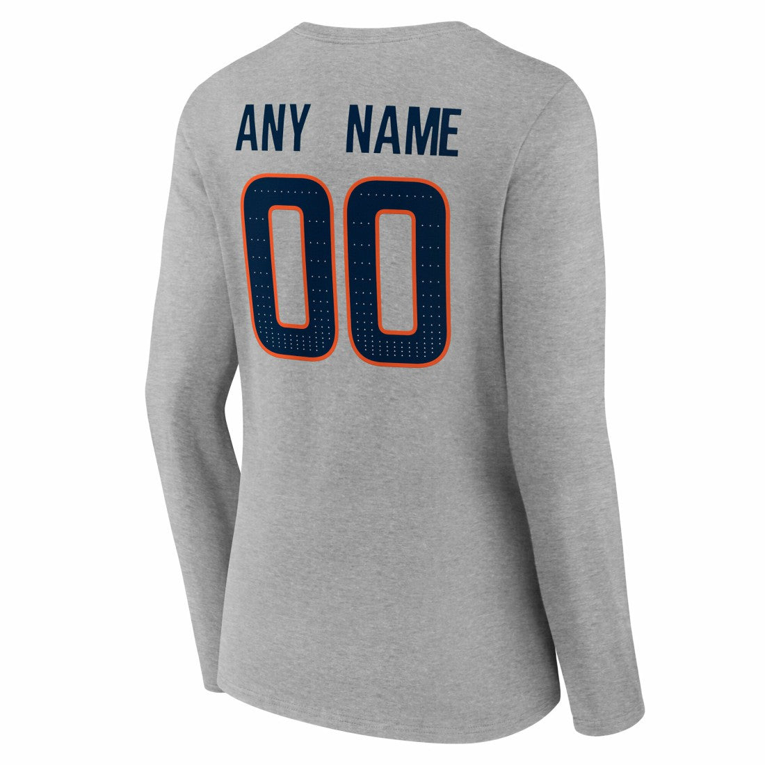 Denver Broncos Women's Team Authentic Personalized Name & Number Long Sleeve V-Neck T-Shirt - Gray T-shirts