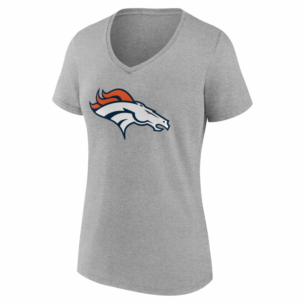 Denver Broncos Women's Team Authentic Personalized Name & Number V-Neck T-Shirt - Gray T-shirts