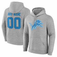 Detroit Lions Team Authentic Personalized Name & Number Hoodie - Gray Hoodies