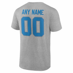 Detroit Lions Team Authentic Personalized Name & Number T-Shirt - Gray T-shirts