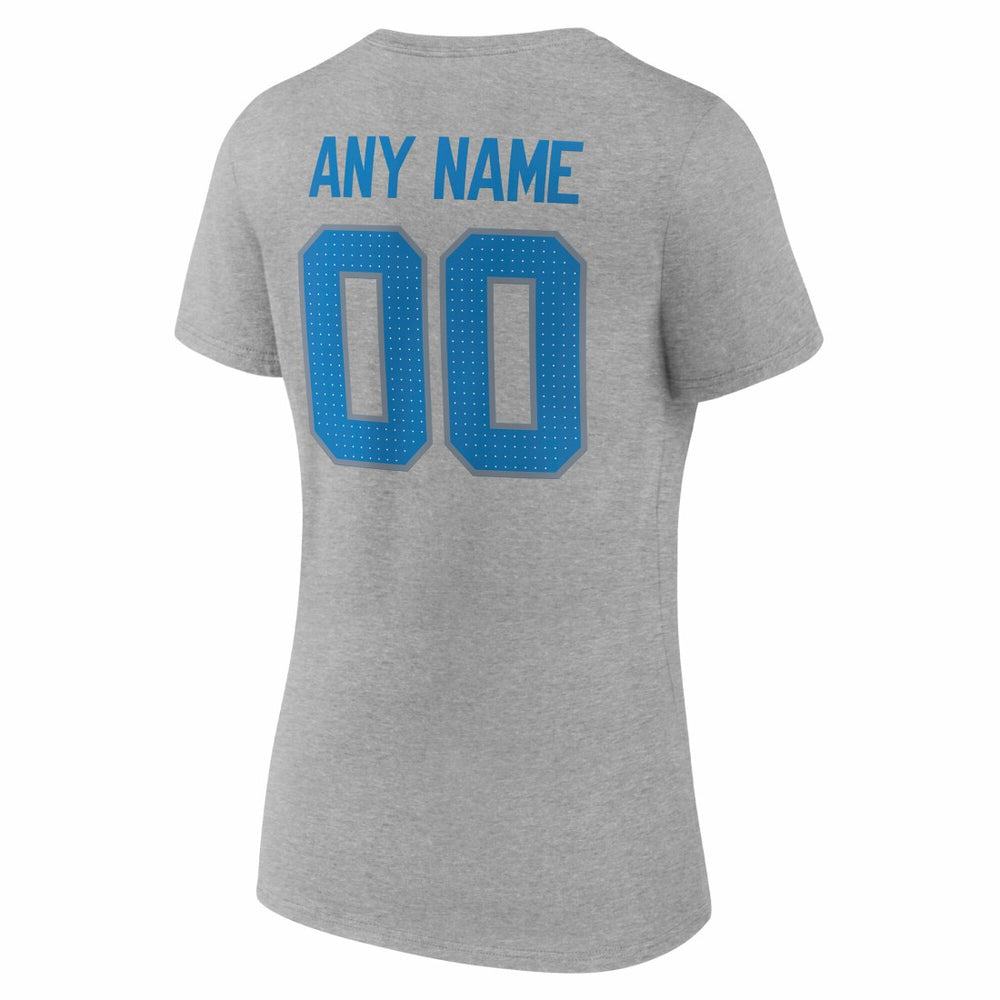Detroit Lions Women's Team Authentic Personalized Name & Number V-Neck T-Shirt - Gray T-shirts