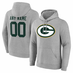 Green Bay Packers Team Authentic Personalized Name & Number Hoodie - Gray Hoodies