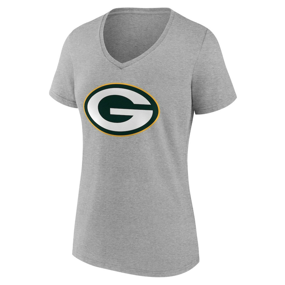 Green Bay Packers Women's Team Authentic Personalized Name & Number V-Neck T-Shirt - Gray T-shirts