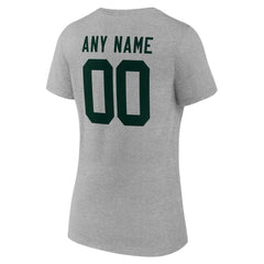 Green Bay Packers Women's Team Authentic Personalized Name & Number V-Neck T-Shirt - Gray T-shirts