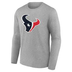 Houston Texans Team Authentic Personalized Name & Number Long Sleeve T-Shirt - Gray T-shirts