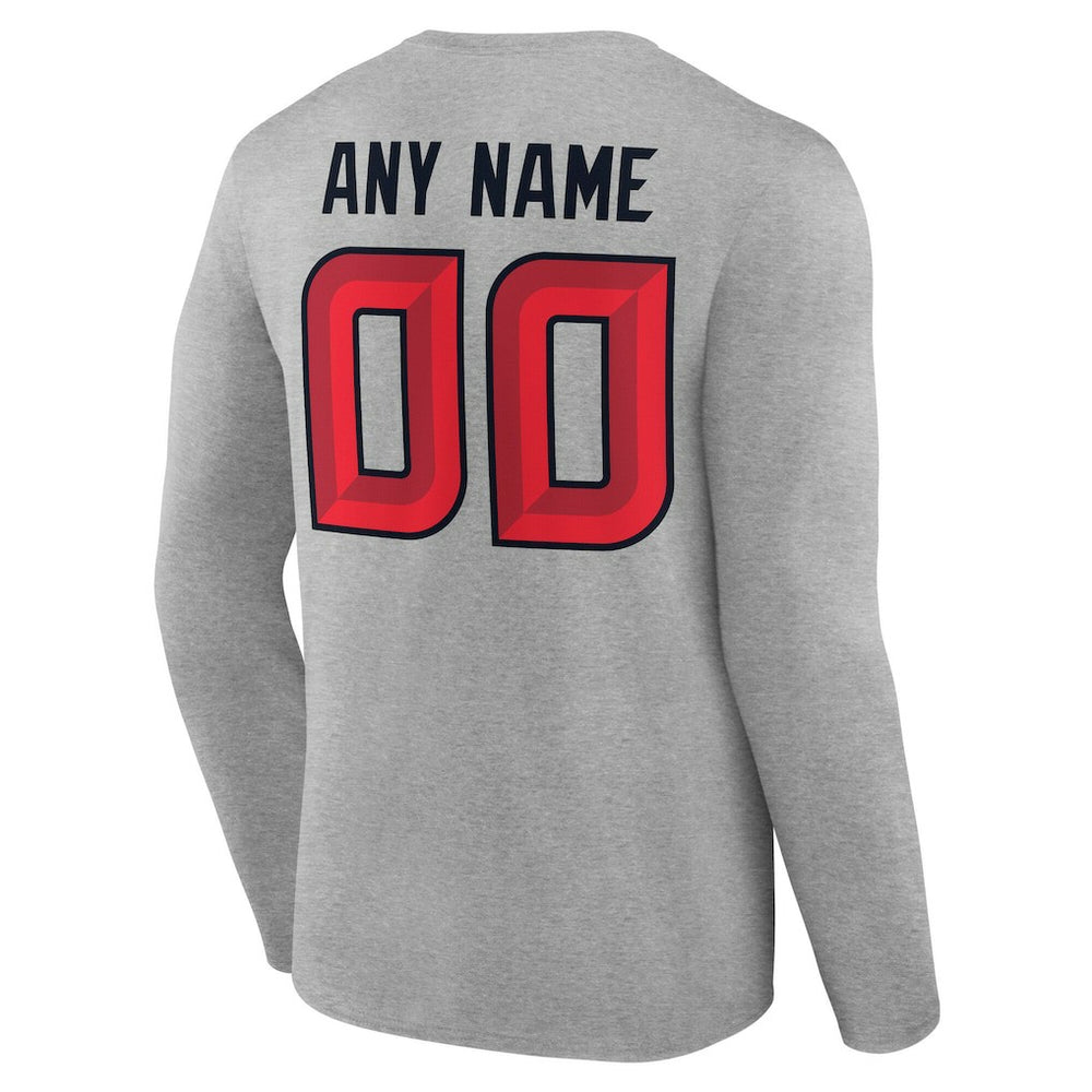 Houston Texans Team Authentic Personalized Name & Number Long Sleeve T-Shirt - Gray T-shirts
