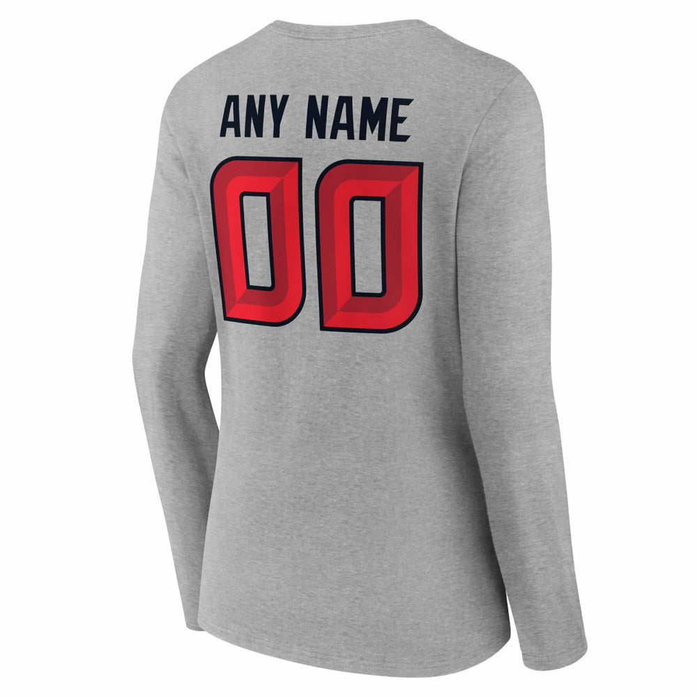 Houston Texans Women's Team Authentic Personalized Name & Number Long Sleeve V-Neck T-Shirt - Gray T-shirts