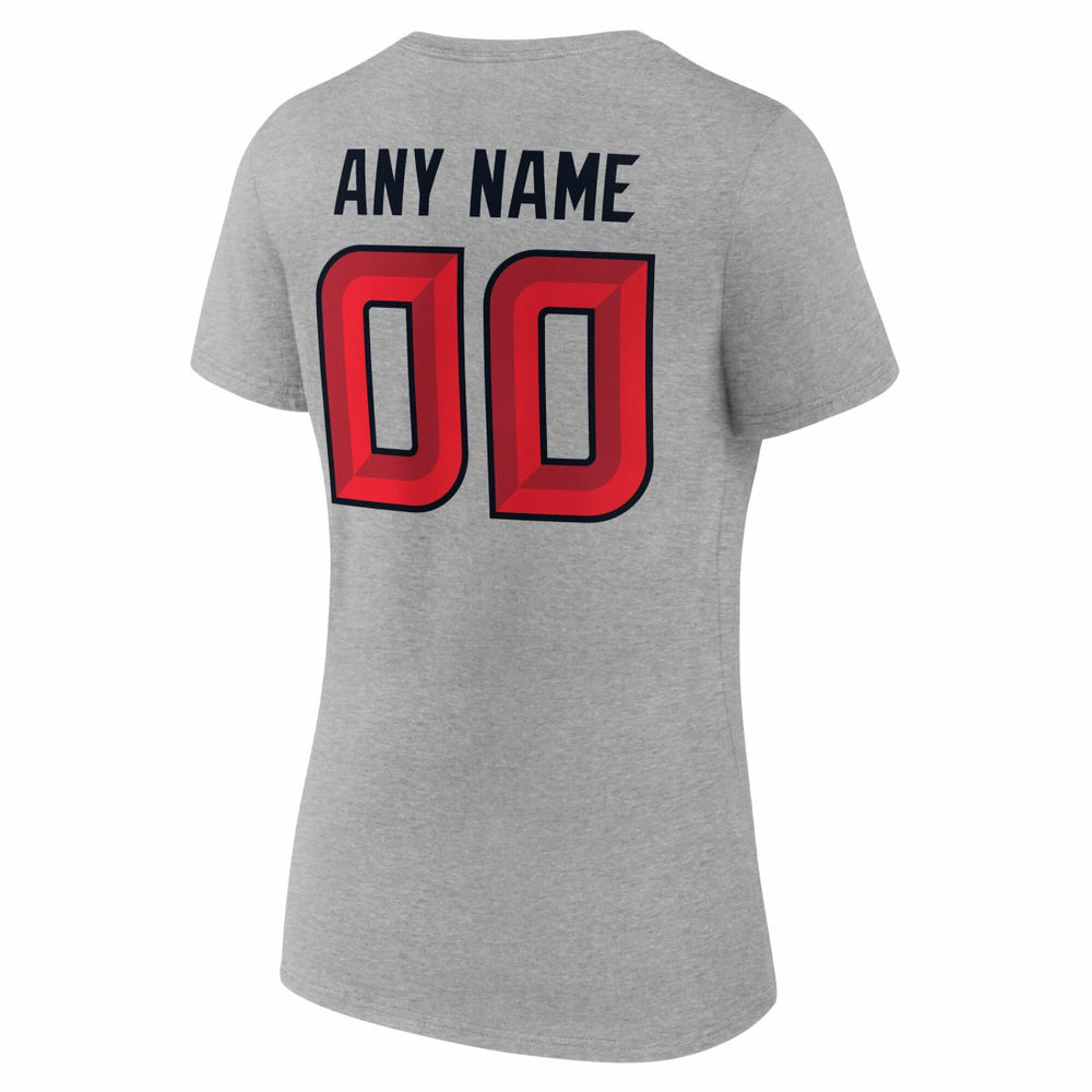 Houston Texans Women's Team Authentic Personalized Name & Number V-Neck T-Shirt - Gray T-shirts