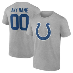 Indianapolis Colts Team Authentic Personalized Name & Number T-Shirt - Gray T-shirts