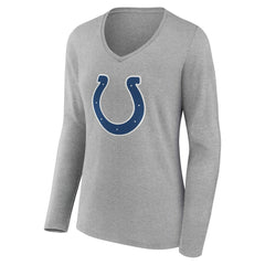 Indianapolis Colts Women's Team Authentic Personalized Name & Number Long Sleeve V-Neck T-Shirt - Gray T-shirts