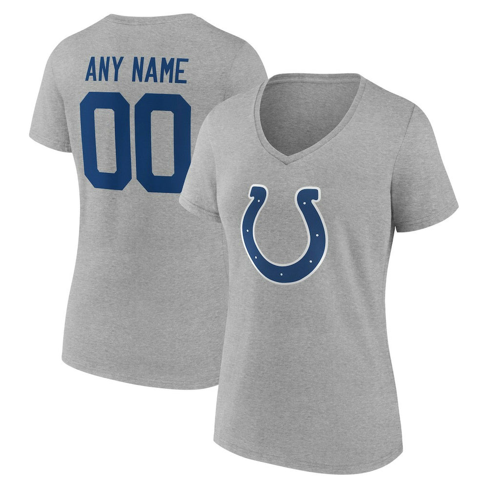 Indianapolis Colts Women's Team Authentic Personalized Name & Number V-Neck T-Shirt - Gray T-shirts