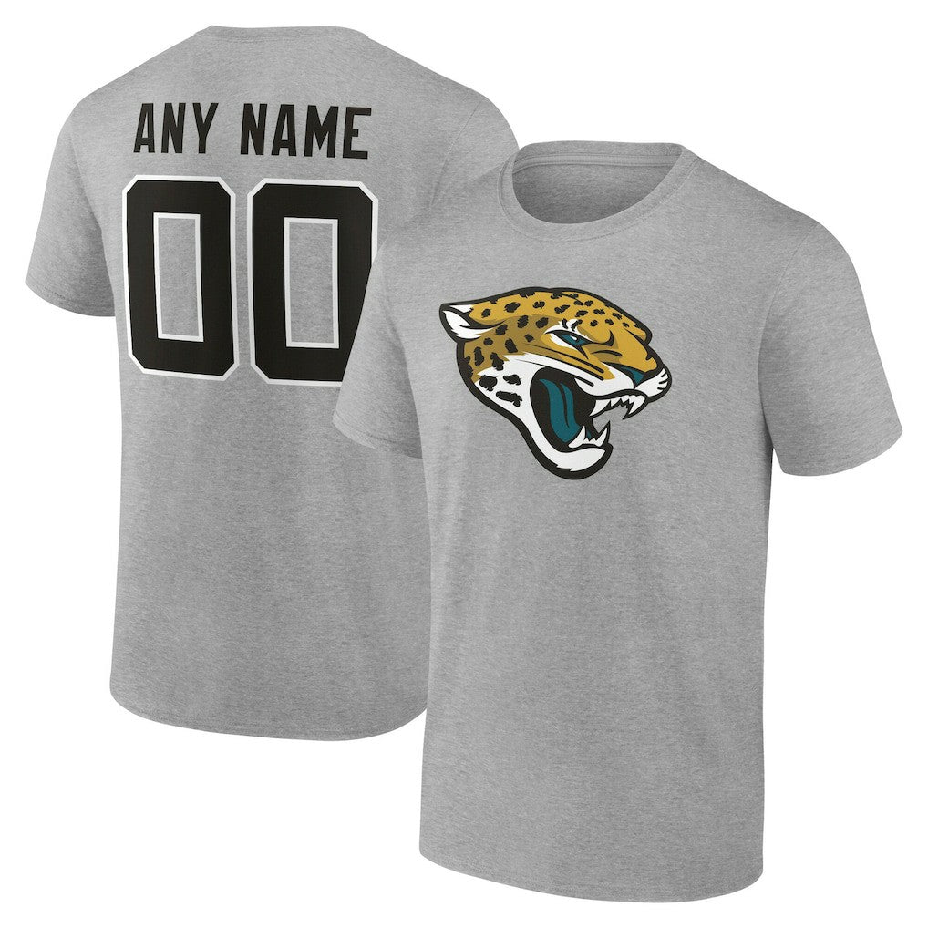 Jacksonville Jaguars Team Authentic Personalized Name & Number T-Shirt - Gray T-shirts
