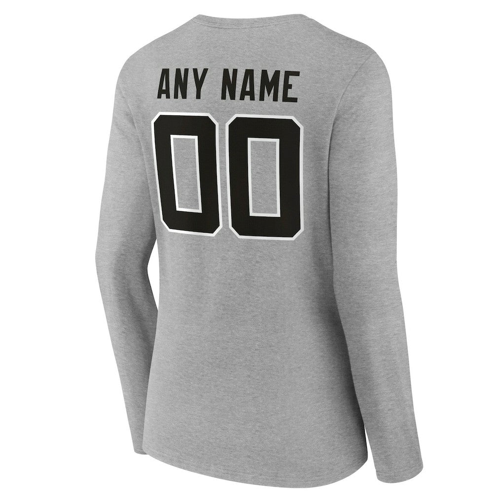 Jacksonville Jaguars Women's Team Authentic Personalized Name & Number Long Sleeve V-Neck T-Shirt - Gray T-shirts
