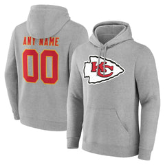 Kansas City Chiefs Team Authentic Personalized Name & Number Hoodie - Gray Hoodies