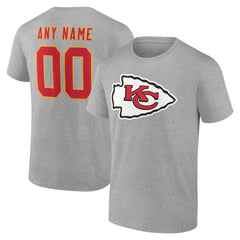 Kansas City Chiefs Team Authentic Personalized Name & Number T-Shirt - Gray T-shirts
