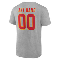 Kansas City Chiefs Team Authentic Personalized Name & Number T-Shirt - Gray T-shirts