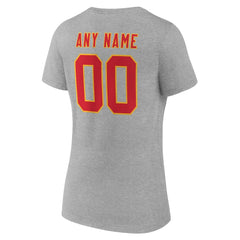 Kansas City Chiefs Women's Team Authentic Personalized Name & Number V-Neck T-Shirt - Gray T-shirts