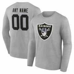 Las Vegas Raiders Team Authentic Personalized Name & Number Long Sleeve T-Shirt - Gray T-shirts