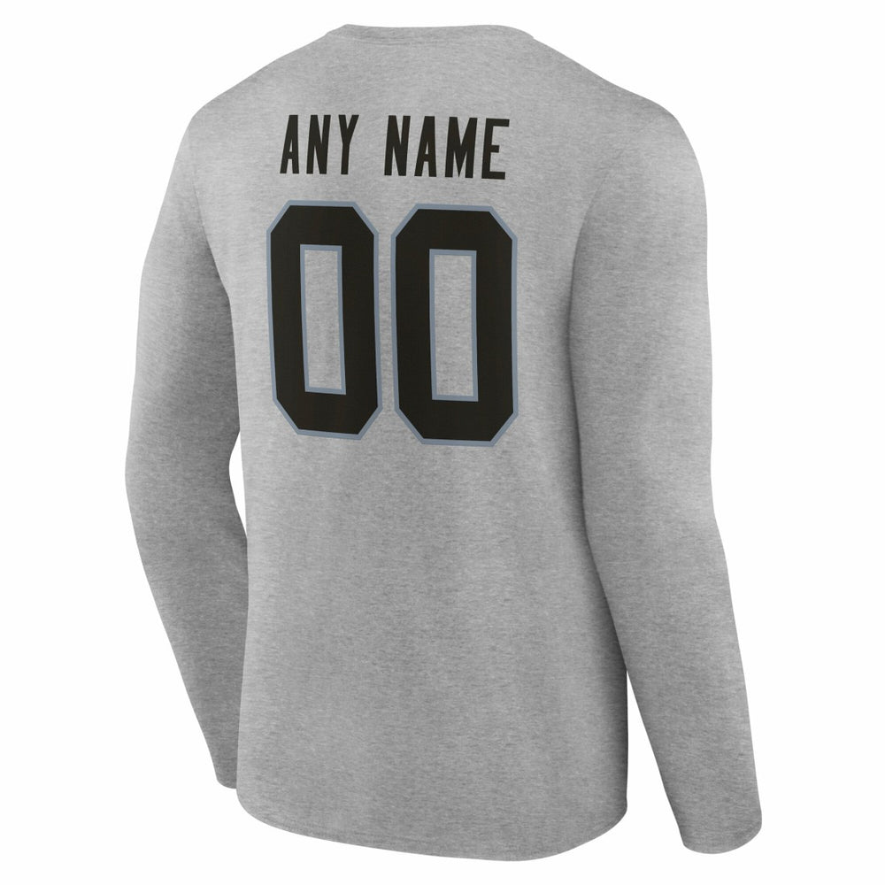 Las Vegas Raiders Team Authentic Personalized Name & Number Long Sleeve T-Shirt - Gray T-shirts