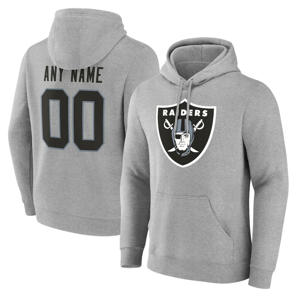 Las Vegas Raiders Team Authentic Personalized Name & Number Hoodie - Gray Hoodies