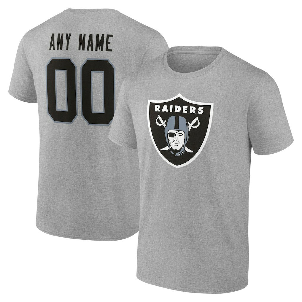 Las Vegas Raiders Team Authentic Personalized Name & Number T-Shirt - Gray T-shirts