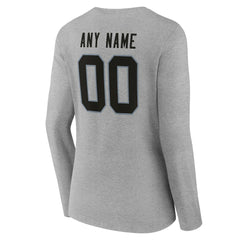 Las Vegas Raiders Women's Team Authentic Personalized Name & Number Long Sleeve V-Neck T-Shirt - Gray T-shirts