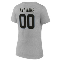 Las Vegas Raiders Women's Team Authentic Personalized Name & Number V-Neck T-Shirt - Gray T-shirts