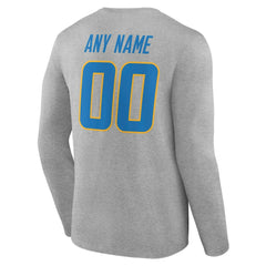 Los Angeles Chargers Team Authentic Personalized Name & Number Long Sleeve T-Shirt - Gray T-shirts