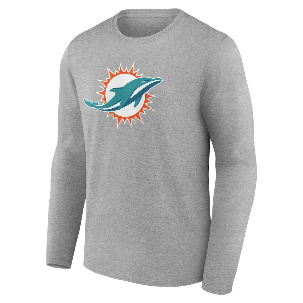 Miami Dolphins Team Authentic Personalized Name & Number Long Sleeve T-Shirt - Gray T-shirts