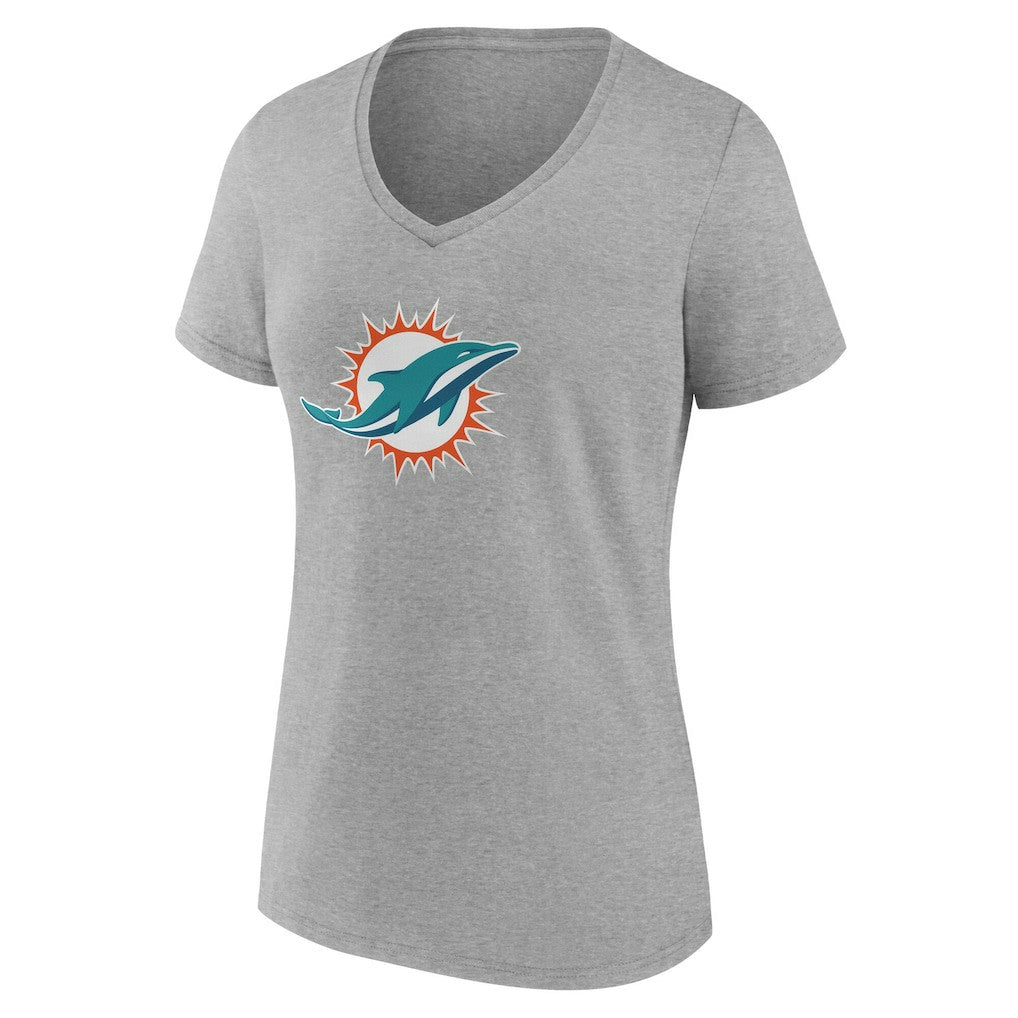 Miami Dolphins Women's Team Authentic Personalized Name & Number V-Neck T-Shirt - Gray T-shirts