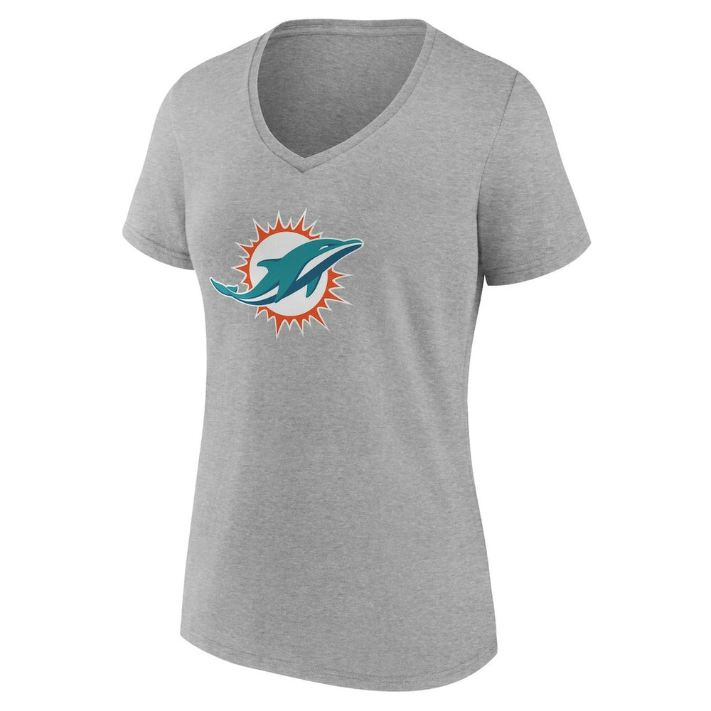Miami Dolphins Women's Team Authentic Personalized Name & Number V-Neck T-Shirt - Gray T-shirts