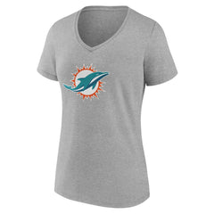 Miami Dolphins Women's Team Authentic Personalized Name & Number V-Neck T-Shirt - Gray T-shirts