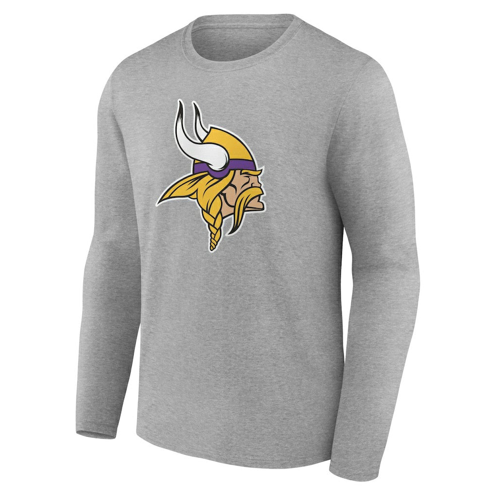 Minnesota Vikings Team Authentic Personalized Name & Number Long Sleeve T-Shirt - Gray T-shirts