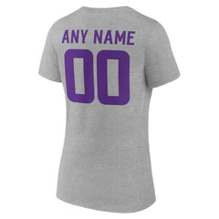 Minnesota Vikings Women's Team Authentic Personalized Name & Number V-Neck T-Shirt - Gray T-shirts