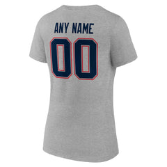 New England Patriots Women's Team Authentic Personalized Name & Number V-Neck T-Shirt - Gray T-shirts