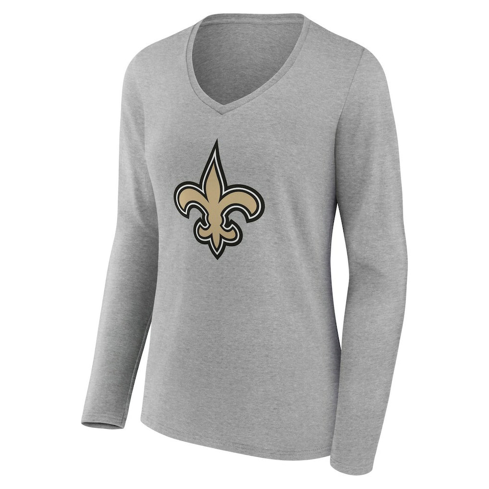 New Orleans Saints Women's Team Authentic Personalized Name & Number Long Sleeve V-Neck T-Shirt - Gray T-shirts