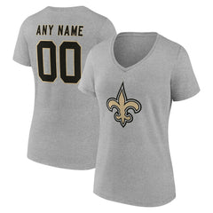 New Orleans Saints Women's Team Authentic Personalized Name & Number V-Neck T-Shirt - Gray T-shirts