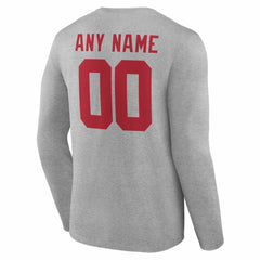 New York Giants Team Authentic Personalized Name & Number Long Sleeve T-Shirt - Gray T-shirts