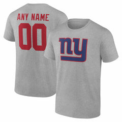 New York Giants Team Authentic Personalized Name & Number T-Shirt - Gray T-shirts