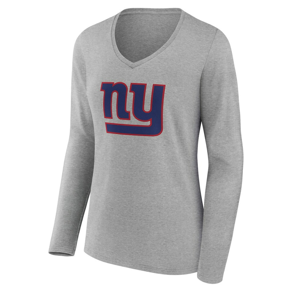 New York Giants Women's Team Authentic Personalized Name & Number Long Sleeve V-Neck T-Shirt - Gray T-shirts