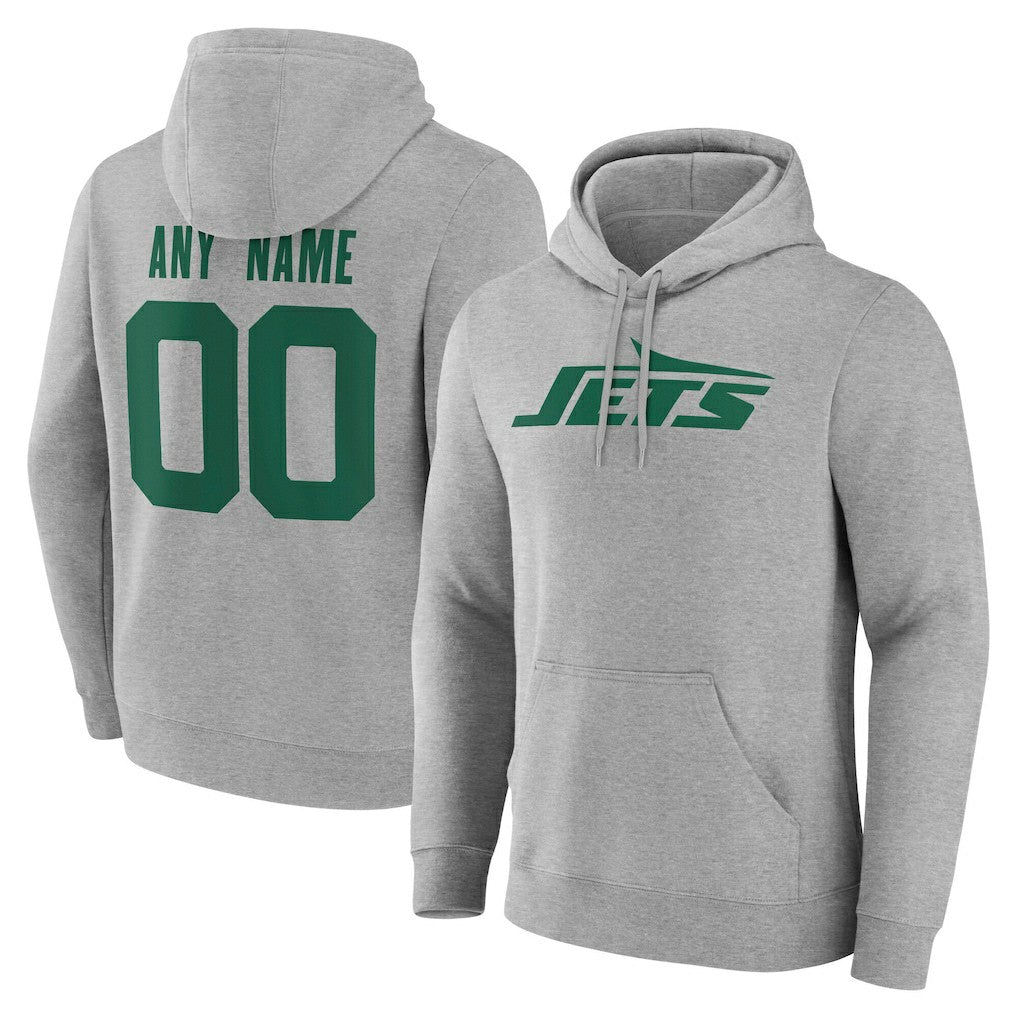 New York Jets Team Authentic Personalized Name & Number Hoodie - Gray Hoodies