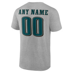 Philadelphia Eagles Team Authentic Personalized Name & Number T-Shirt - Gray T-shirts