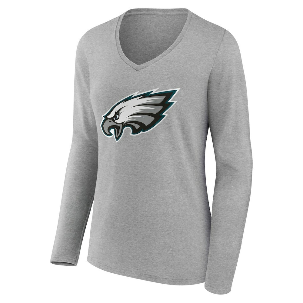 Philadelphia Eagles Women's Team Authentic Personalized Name & Number Long Sleeve V-Neck T-Shirt - Gray T-shirts
