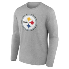 Pittsburgh Steelers Team Authentic Personalized Name & Number Long Sleeve T-Shirt - Gray T-shirts