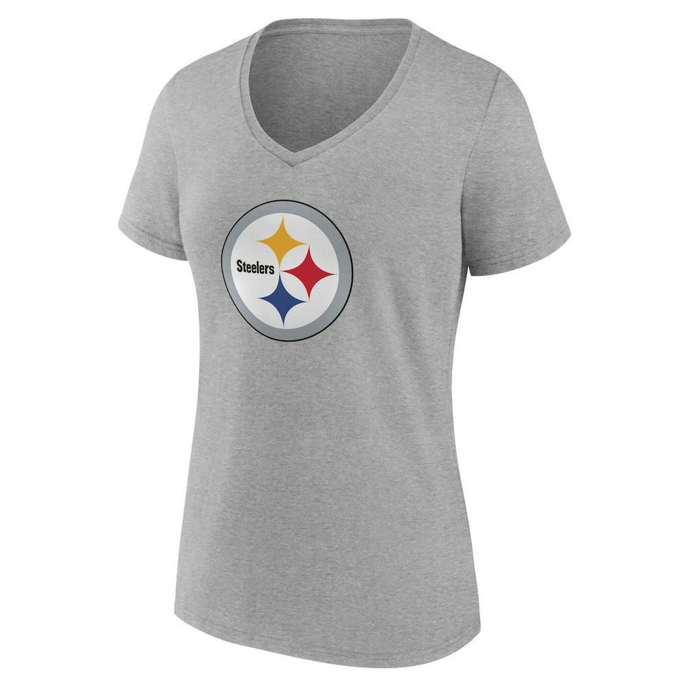 Pittsburgh Steelers Women's Team Authentic Personalized Name & Number V-Neck T-Shirt - Gray T-shirts