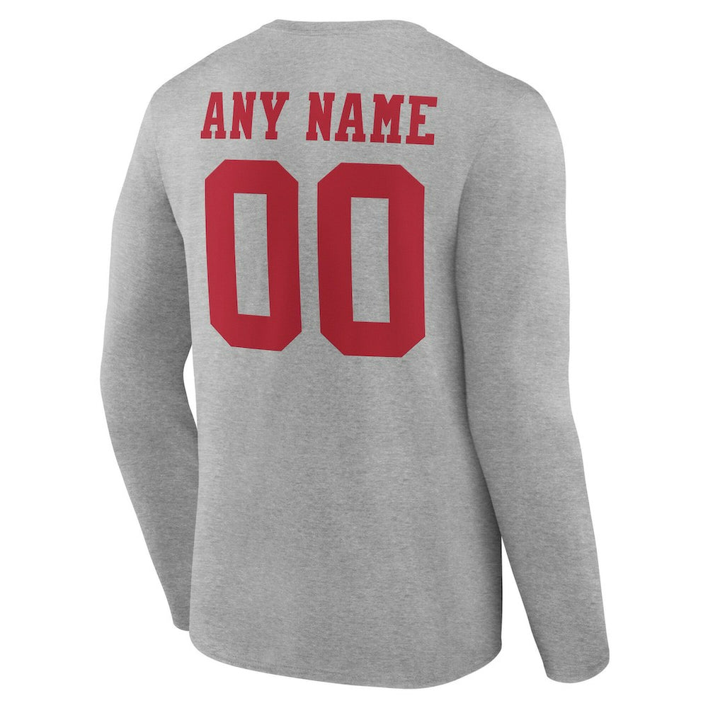 San Francisco 49ers Team Authentic Personalized Name & Number Long Sleeve T-Shirt - Gray T-shirts