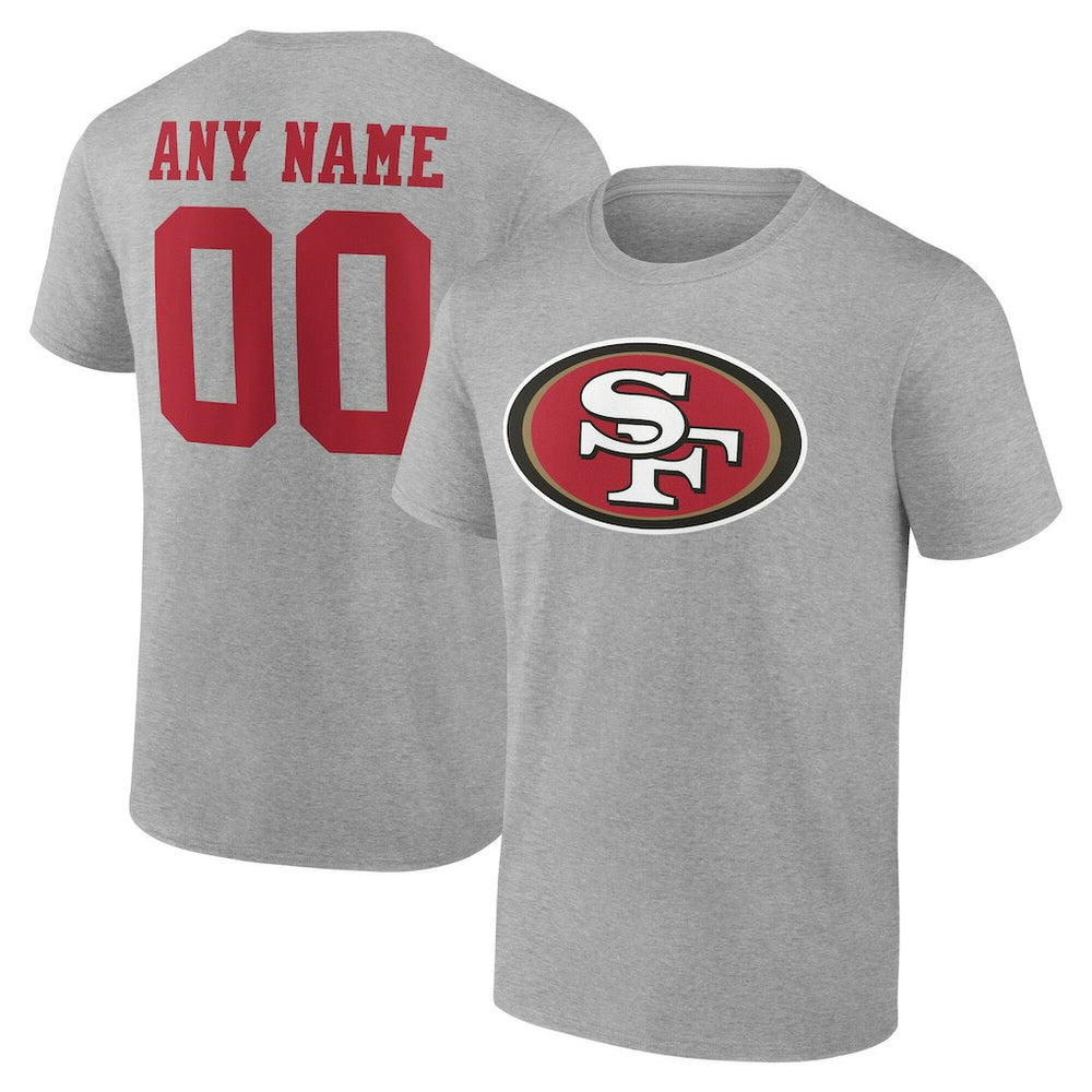 San Francisco 49ers Team Authentic Personalized Name & Number T-Shirt - Gray T-shirts