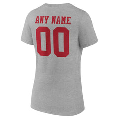 San Francisco 49ers Women's Team Authentic Personalized Name & Number V-Neck T-Shirt - Gray T-shirts
